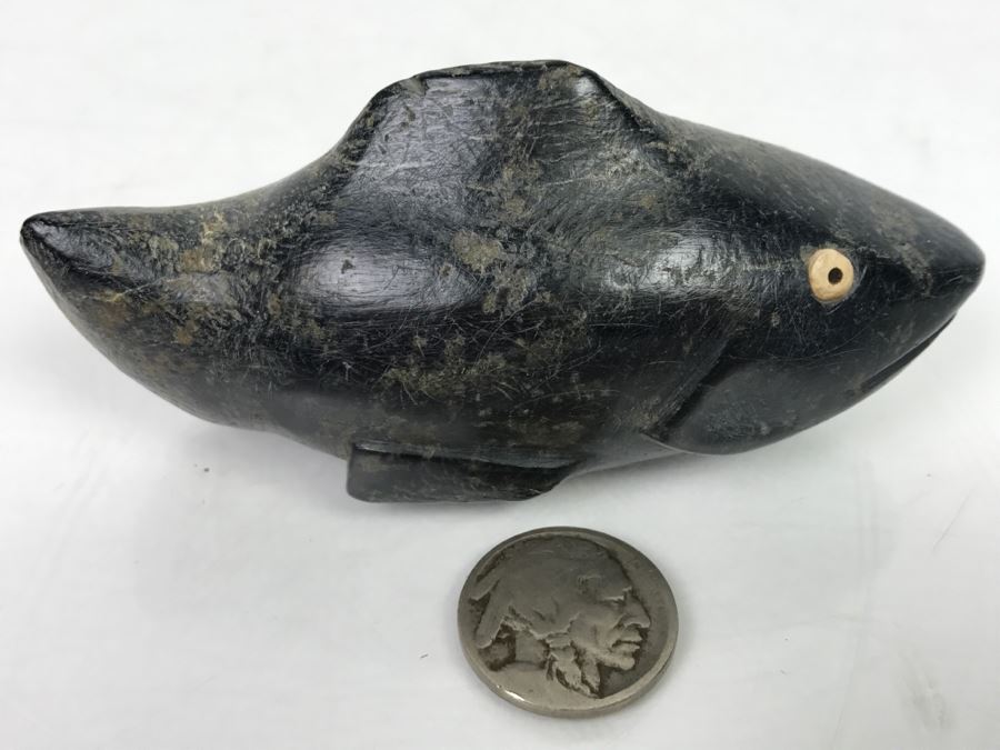 Antique Carved Stone Steatite Fish From Chumash Indian Native American Central Coast CA [Photo 8]