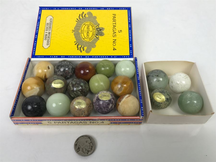 Various Carved Stones Spheres Nunderite, Crazy Lace, Lepidolite, Zebra Stone Marbles [Photo 1]