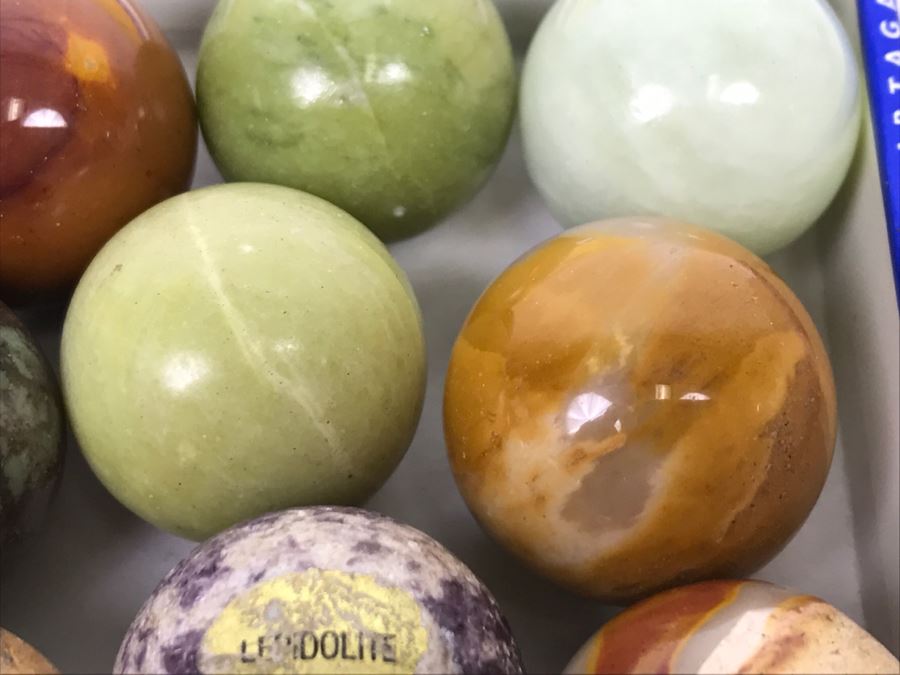 Various Carved Stones Spheres Nunderite, Crazy Lace, Lepidolite, Zebra Stone Marbles [Photo 10]