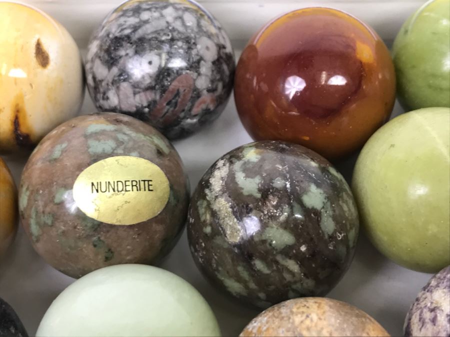 Various Carved Stones Spheres Nunderite, Crazy Lace, Lepidolite, Zebra Stone Marbles [Photo 12]