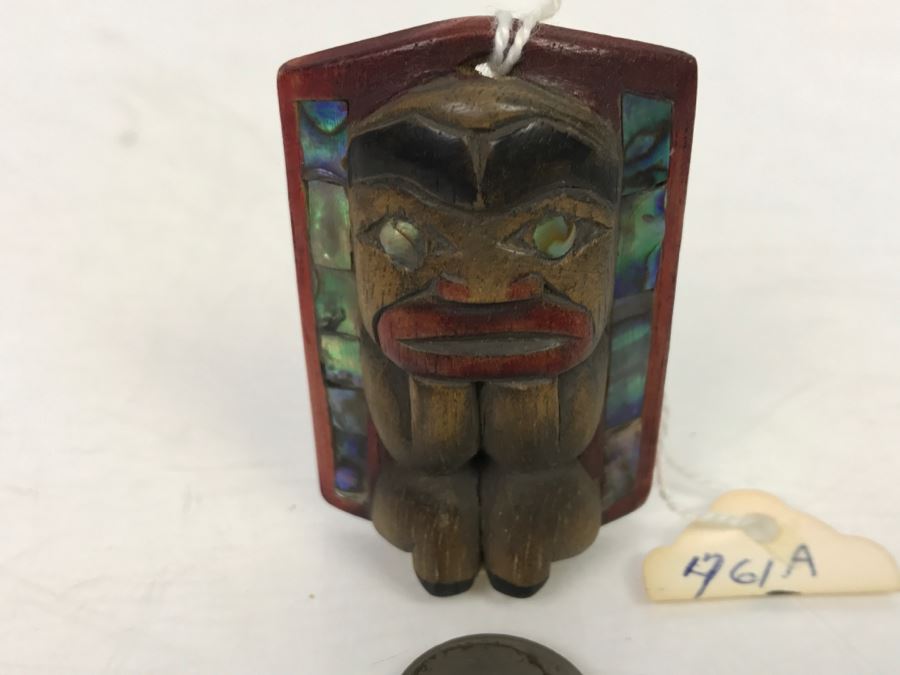 Rich LaValle Non-Indian Wood Carving Mask Made From Wood, Abalone And Paint Northwest Coastal Alaska Tlingit Highly Recognized [Photo 3]