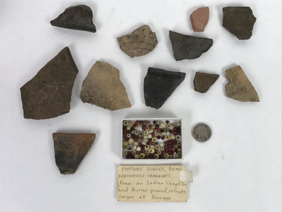 Collection Of Pottery Pieces And Beads From Indian Campsite In Coyote Canyon At Borrego [Photo 3]