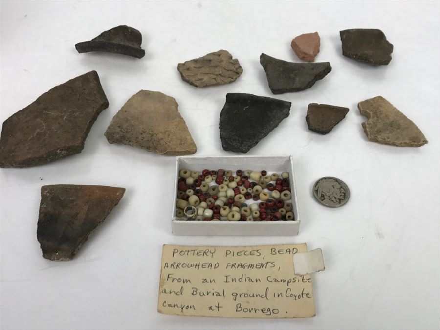 Collection Of Pottery Pieces And Beads From Indian Campsite In Coyote Canyon At Borrego [Photo 26]