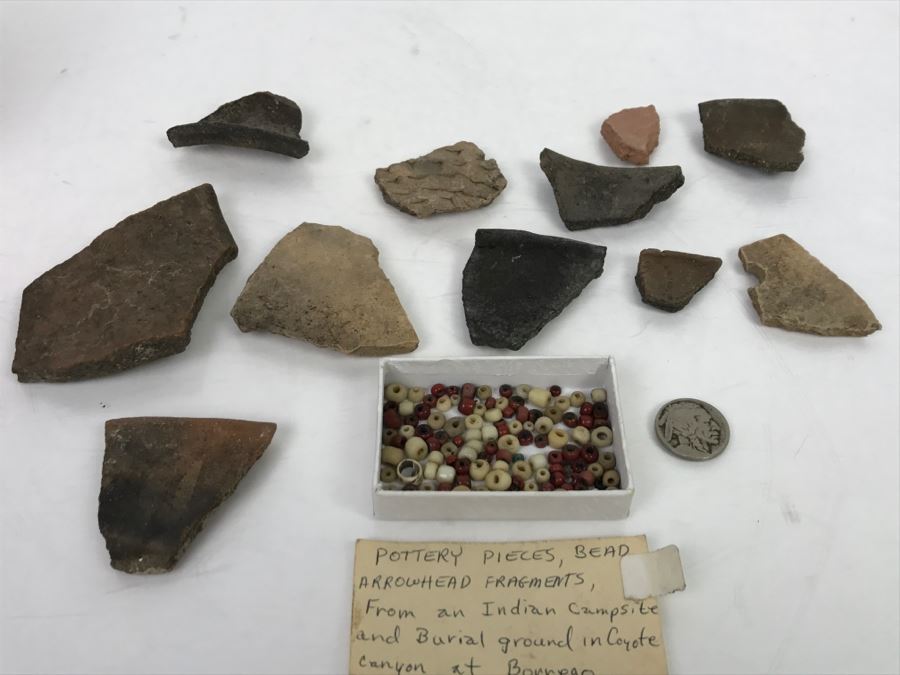 Collection Of Pottery Pieces And Beads From Indian Campsite In Coyote Canyon At Borrego [Photo 15]