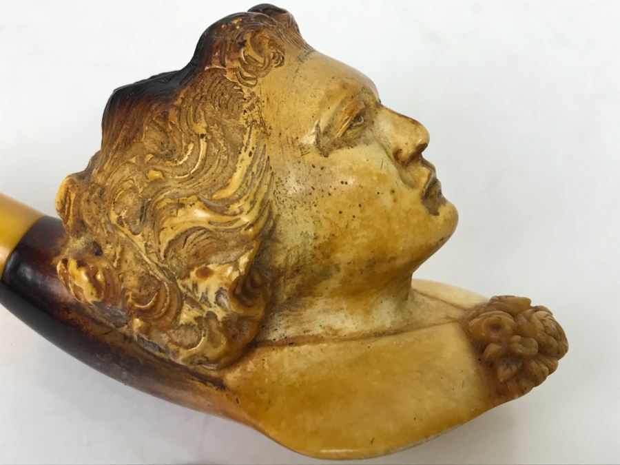 Old Hand Carved Meerschaum Pipe With Case [Photo 7]
