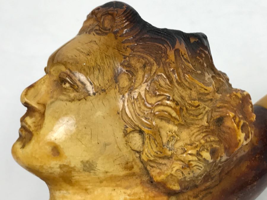 Old Hand Carved Meerschaum Pipe With Case [Photo 13]