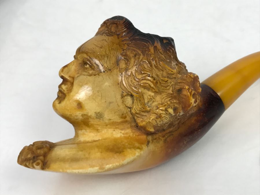 Old Hand Carved Meerschaum Pipe With Case [Photo 14]
