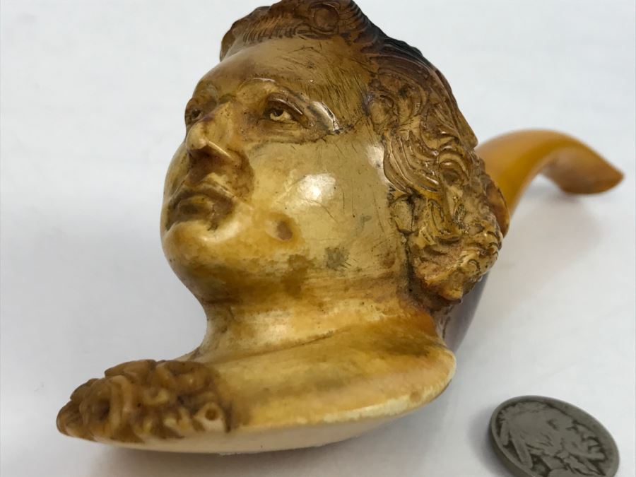 Old Hand Carved Meerschaum Pipe With Case [Photo 17]