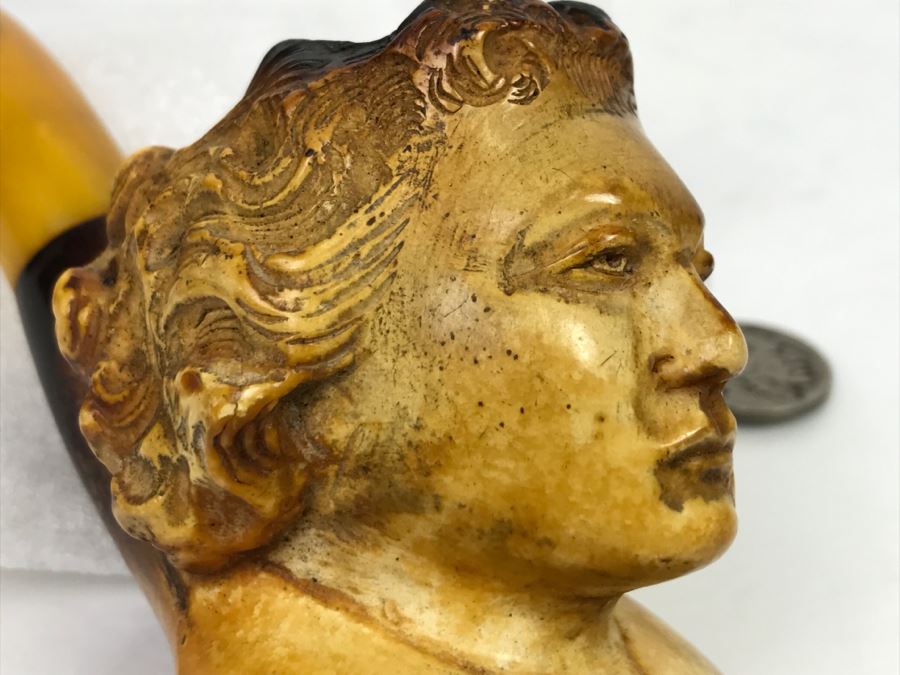 Old Hand Carved Meerschaum Pipe With Case [Photo 24]