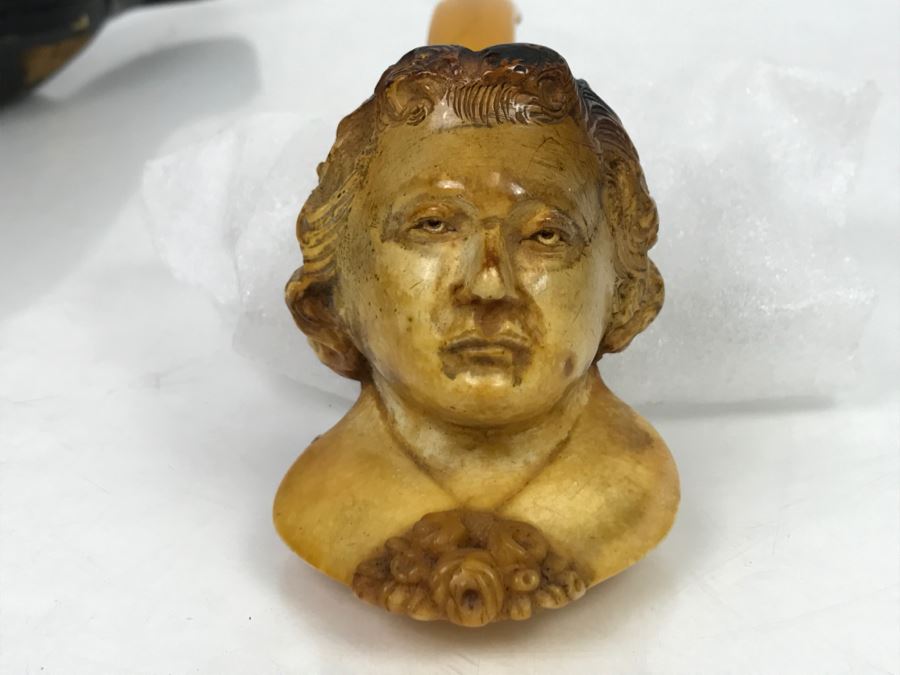 Old Hand Carved Meerschaum Pipe With Case [Photo 22]