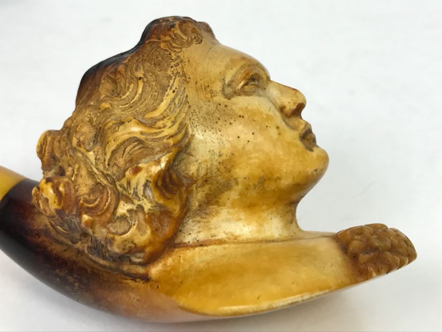 Old Hand Carved Meerschaum Pipe With Case [Photo 8]