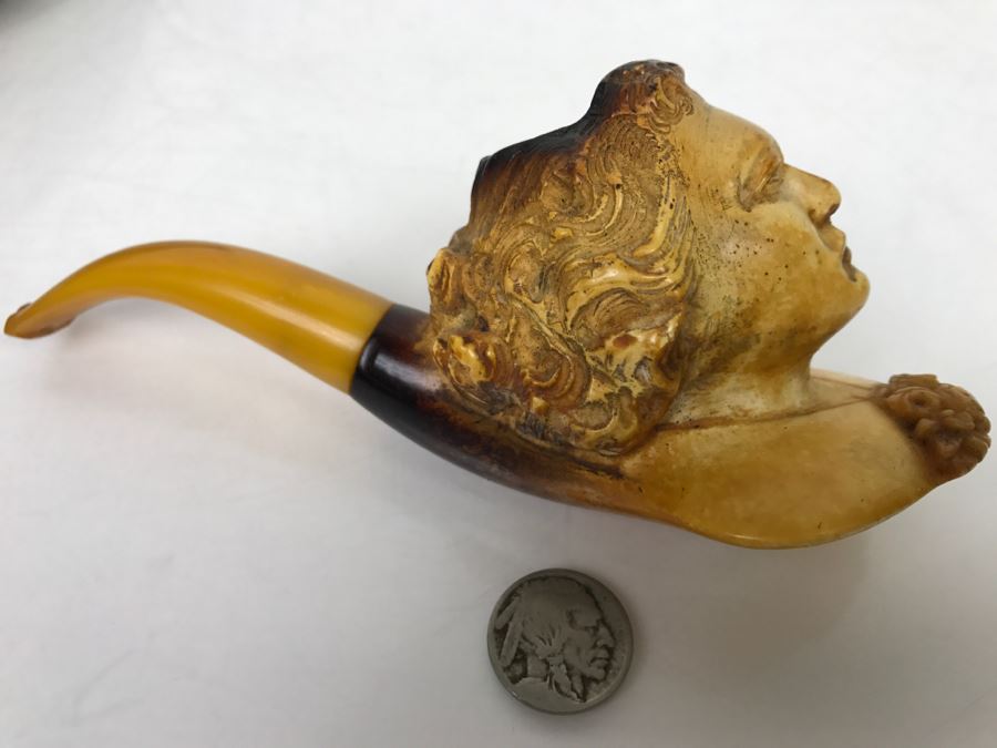 Old Hand Carved Meerschaum Pipe With Case [Photo 5]