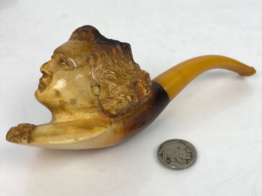 Old Hand Carved Meerschaum Pipe With Case [Photo 15]