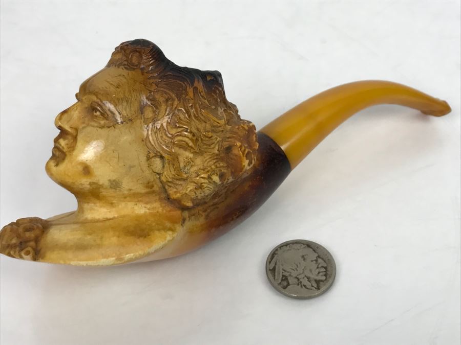 Old Hand Carved Meerschaum Pipe With Case [Photo 16]