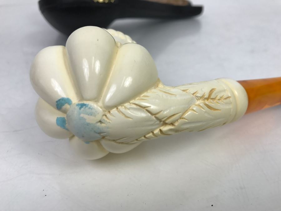 New Old Stock Hand Carved Crown Meerschaum Pipe With Case [Photo 6]
