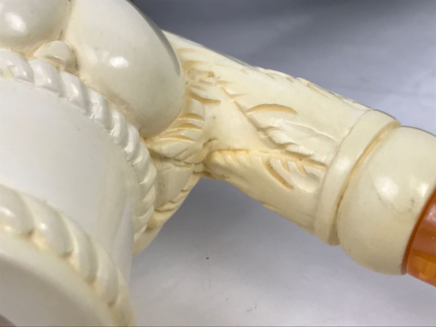 New Old Stock Hand Carved Crown Meerschaum Pipe With Case [Photo 11]
