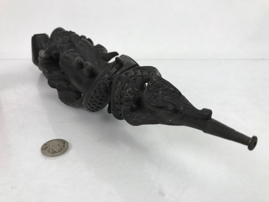 Carved Wood Black Dragon Serpent Pipe [Photo 16]