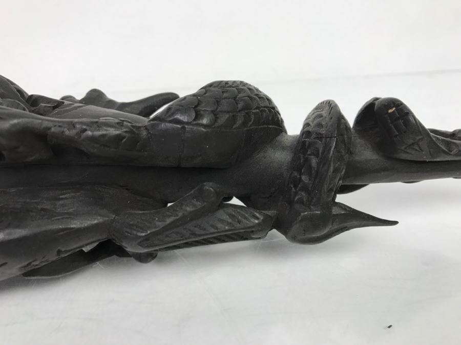 Carved Wood Black Dragon Serpent Pipe [Photo 23]