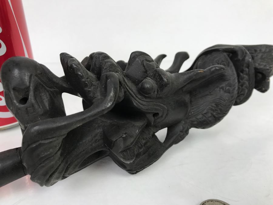 Carved Wood Black Dragon Serpent Pipe [Photo 13]