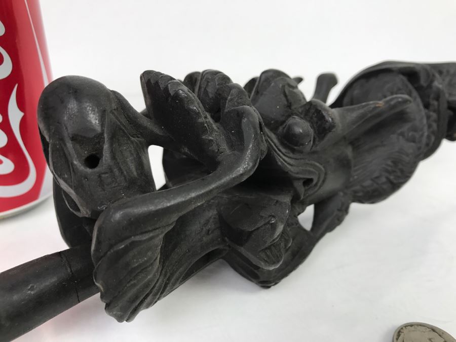 Carved Wood Black Dragon Serpent Pipe [Photo 3]