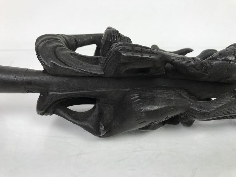 Carved Wood Black Dragon Serpent Pipe [Photo 21]
