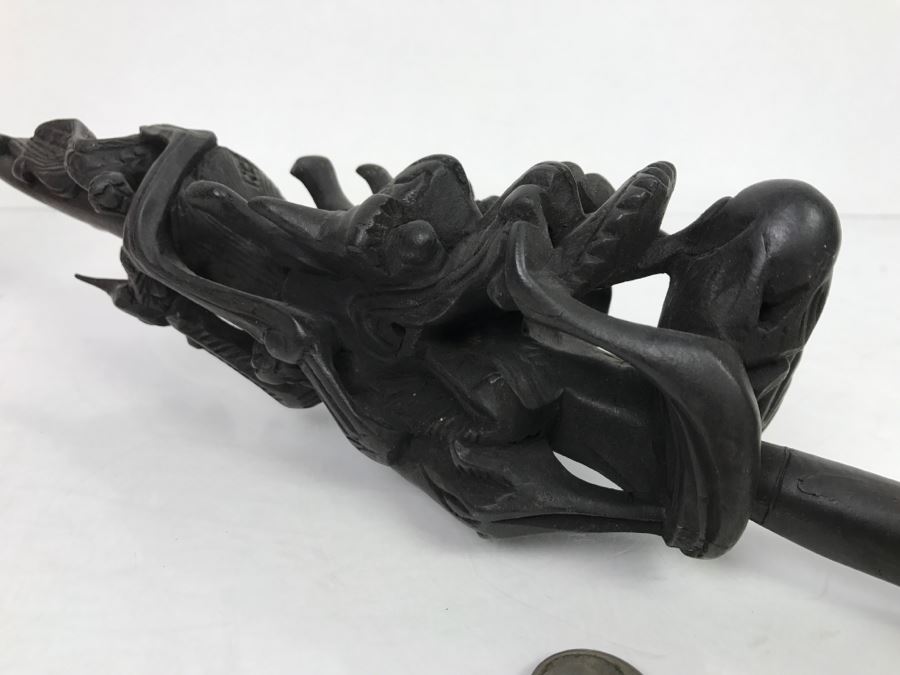 Carved Wood Black Dragon Serpent Pipe [Photo 5]