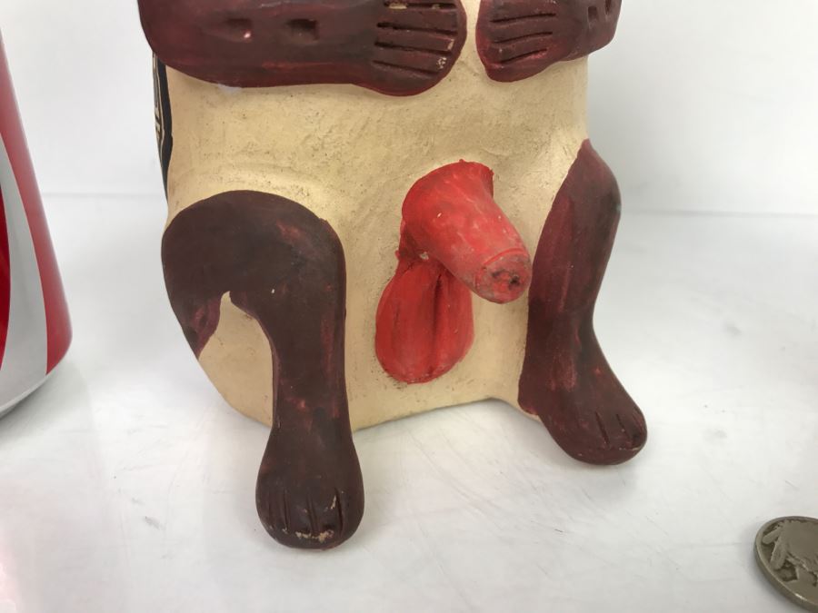 Pair Of South American Hand Painted Pottery Figures Of Man And Woman [Photo 8]