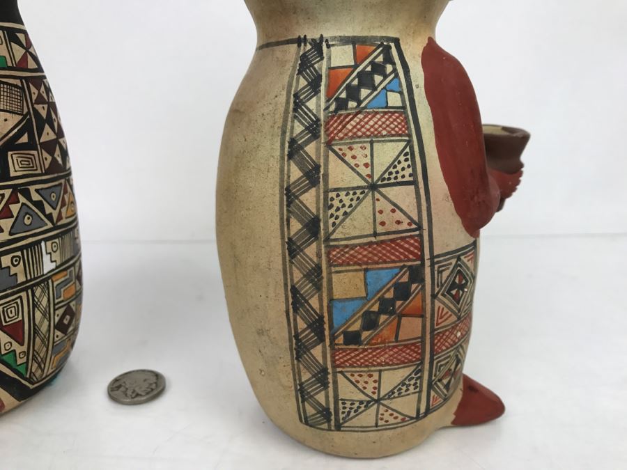 Pair Of South American Hand Painted Pottery Figures Of Man And Woman [Photo 23]