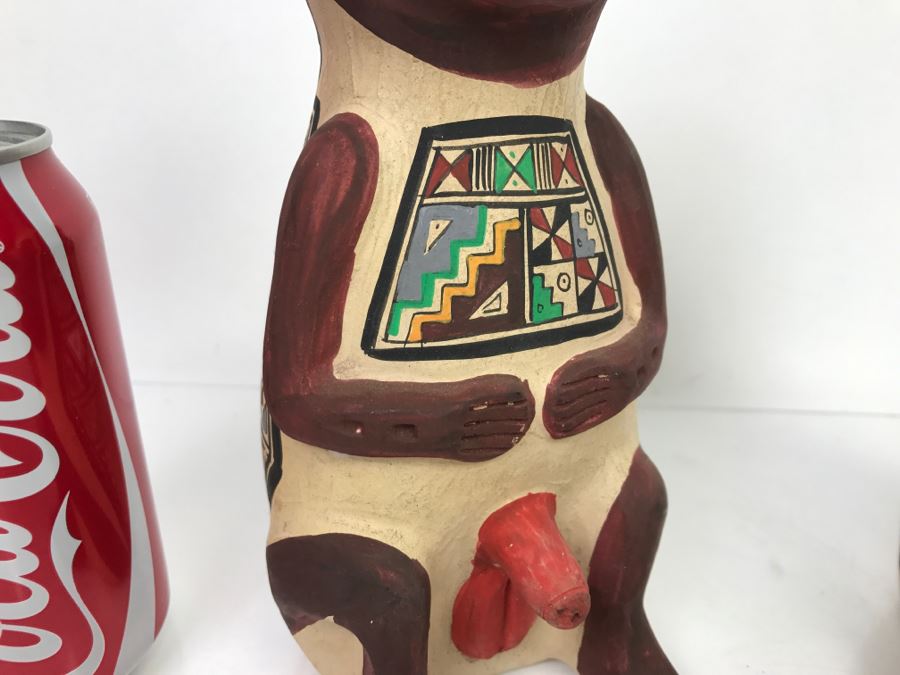 Pair Of South American Hand Painted Pottery Figures Of Man And Woman [Photo 5]