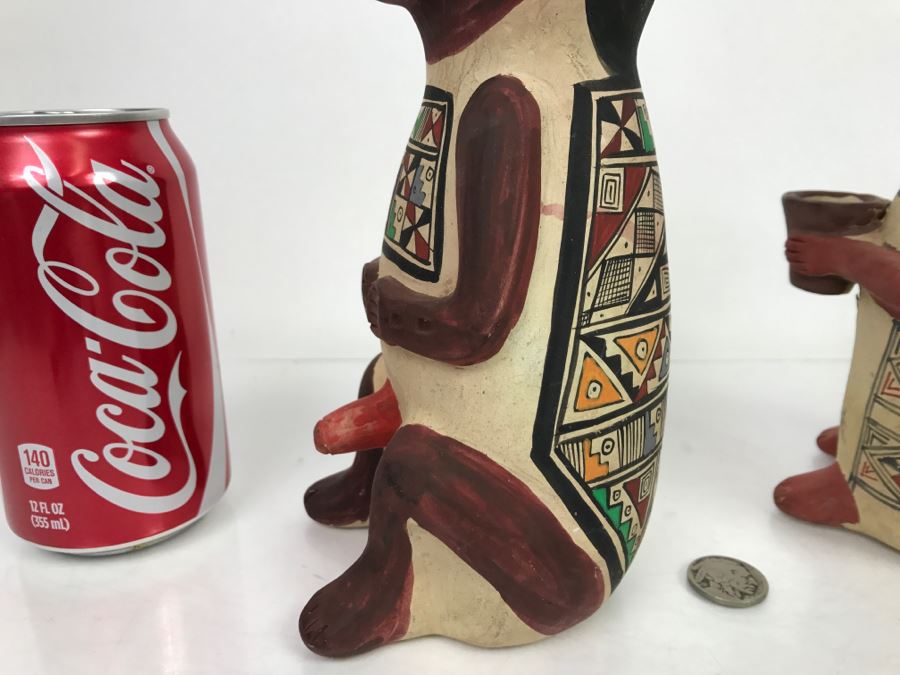 Pair Of South American Hand Painted Pottery Figures Of Man And Woman [Photo 21]