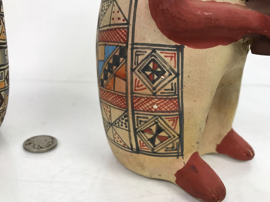 Pair Of South American Hand Painted Pottery Figures Of Man And Woman [Photo 24]
