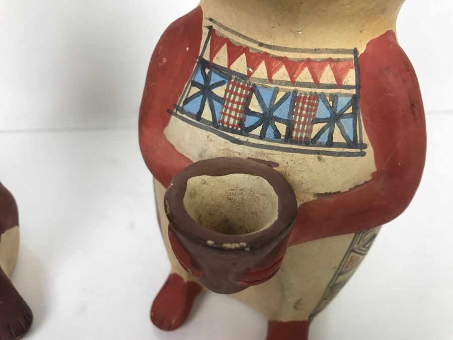 Pair Of South American Hand Painted Pottery Figures Of Man And Woman [Photo 11]