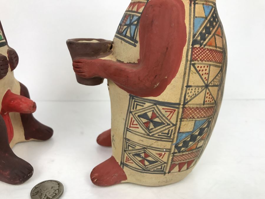 Pair Of South American Hand Painted Pottery Figures Of Man And Woman [Photo 17]