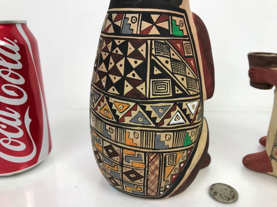 Pair Of South American Hand Painted Pottery Figures Of Man And Woman [Photo 19]
