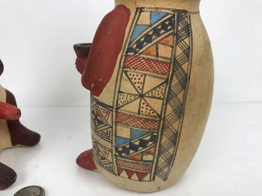 Pair Of South American Hand Painted Pottery Figures Of Man And Woman [Photo 18]