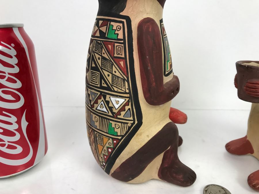 Pair Of South American Hand Painted Pottery Figures Of Man And Woman [Photo 15]