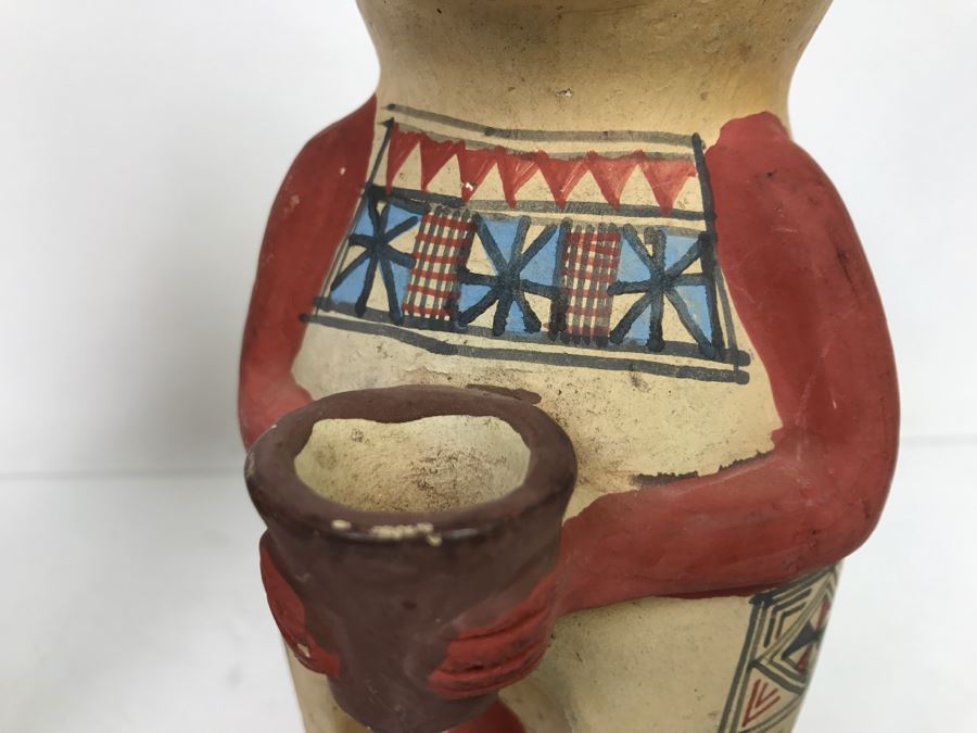 Pair Of South American Hand Painted Pottery Figures Of Man And Woman [Photo 10]