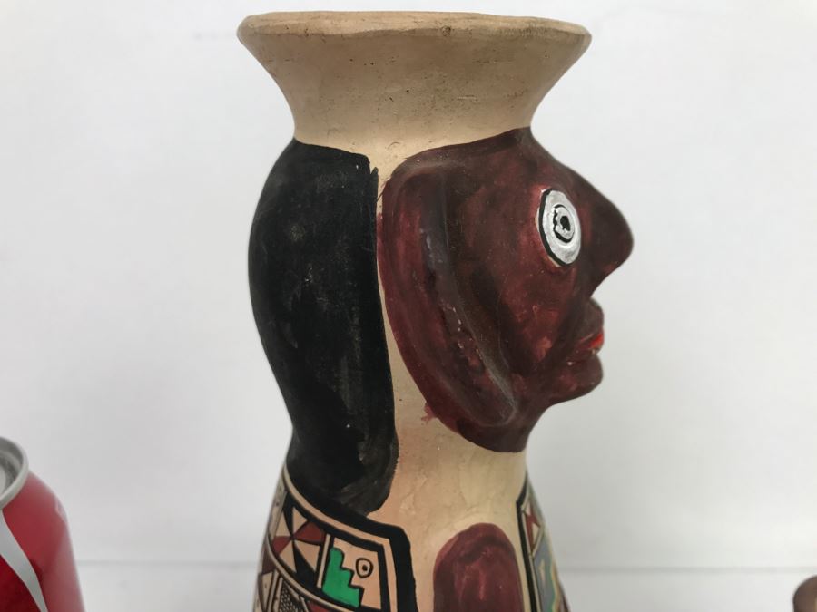 Pair Of South American Hand Painted Pottery Figures Of Man And Woman [Photo 14]