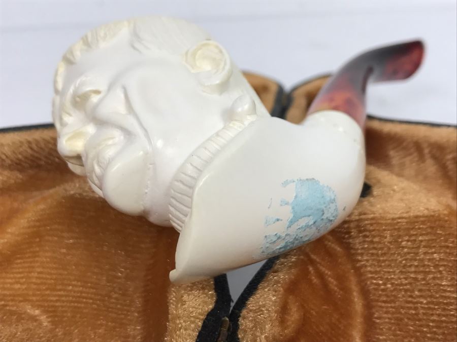 Cool Frankenstein New Old Stock Hand Carved Meerschaum Pipe With Case [Photo 10]