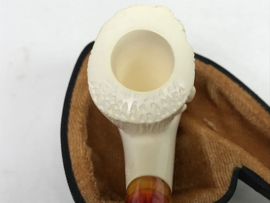 Cool Frankenstein New Old Stock Hand Carved Meerschaum Pipe With Case [Photo 8]