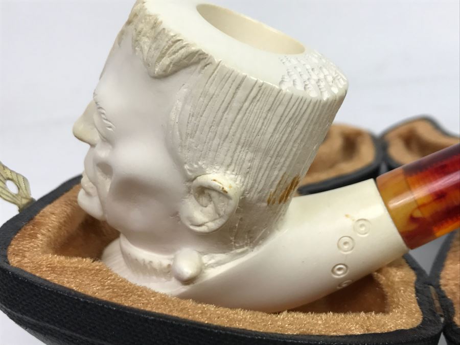 Cool Frankenstein New Old Stock Hand Carved Meerschaum Pipe With Case [Photo 9]
