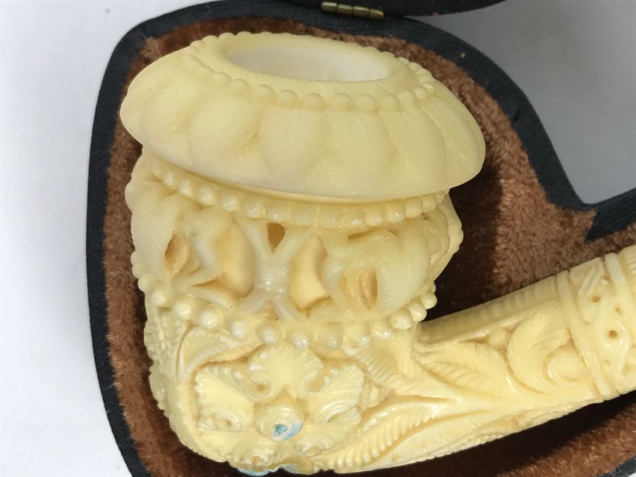 New Old Stock Hand Carved Meerschaum Pipe With Case [Photo 8]