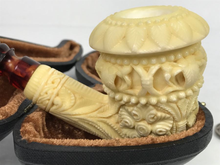 New Old Stock Hand Carved Meerschaum Pipe With Case [Photo 12]