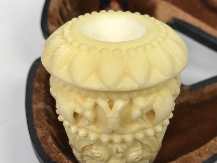 New Old Stock Hand Carved Meerschaum Pipe With Case [Photo 10]