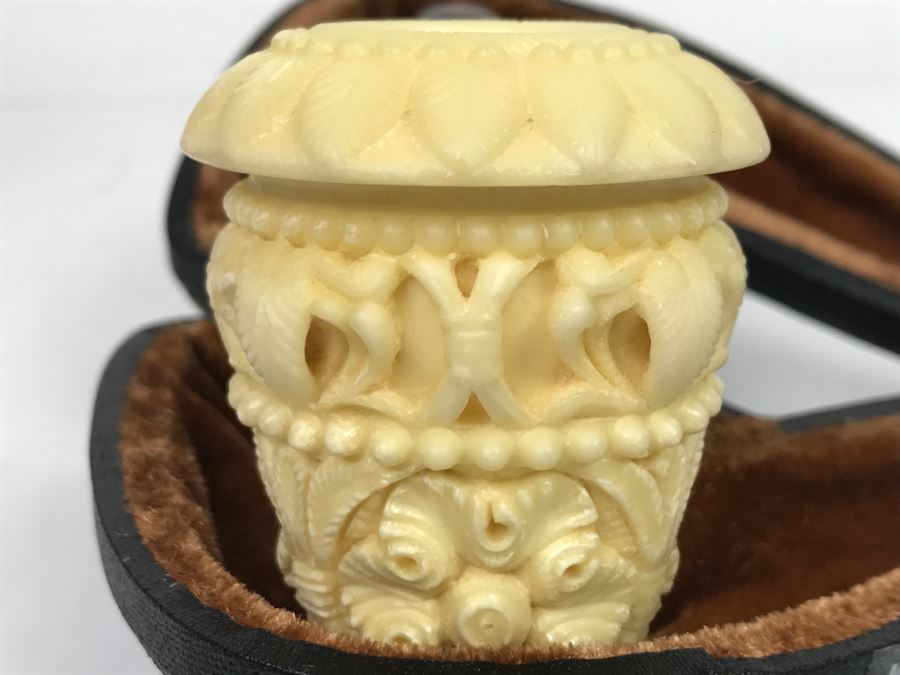 New Old Stock Hand Carved Meerschaum Pipe With Case [Photo 9]