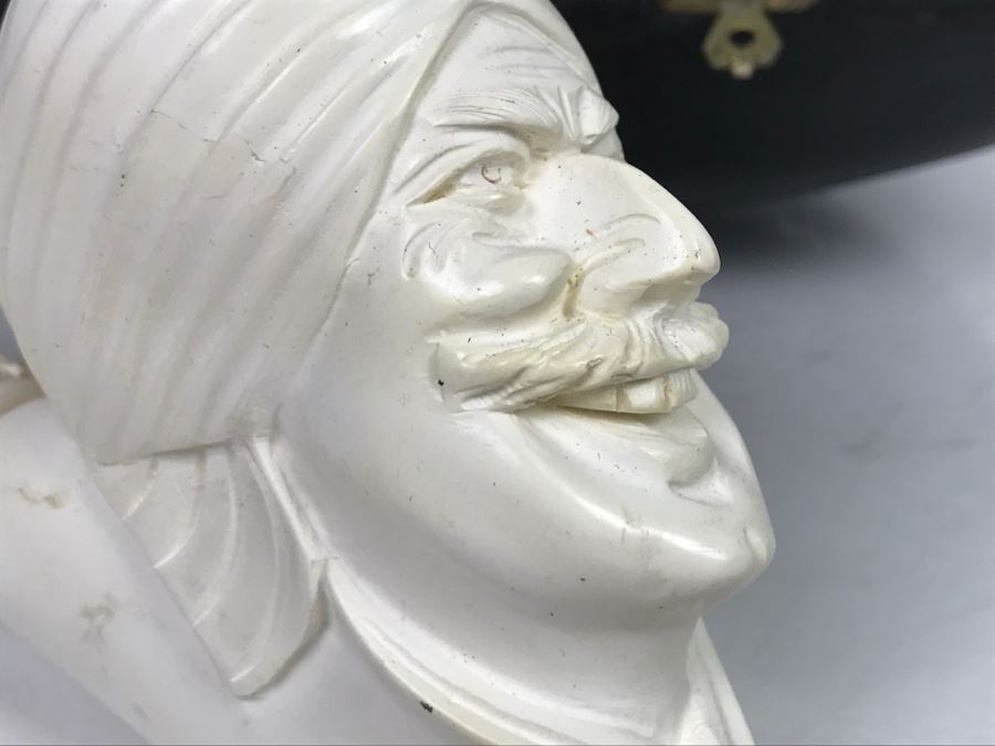 LARGE Hand Carved Meerschaum Pipe With Case Carving Of Man's Face [Photo 11]