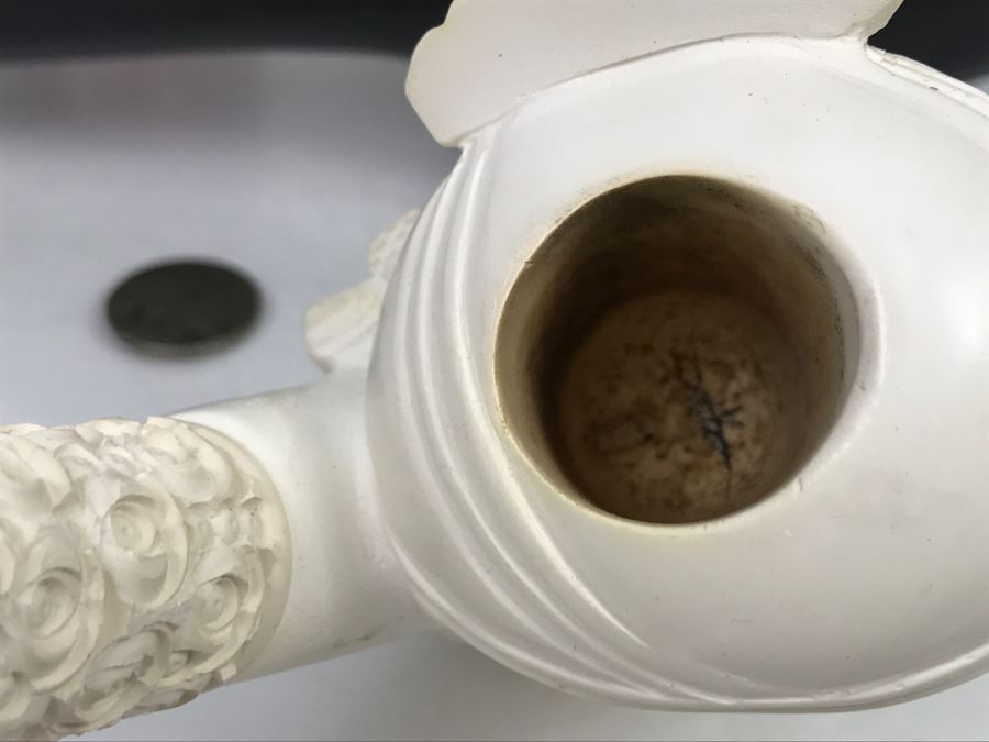 LARGE Hand Carved Meerschaum Pipe With Case Carving Of Man's Face [Photo 17]