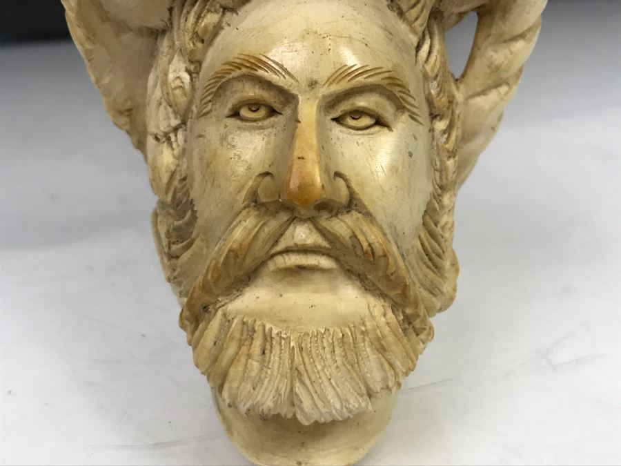 LARGE Old Hand Carved Meerschaum Pipe With Case Carving Of Man's Face [Photo 6]