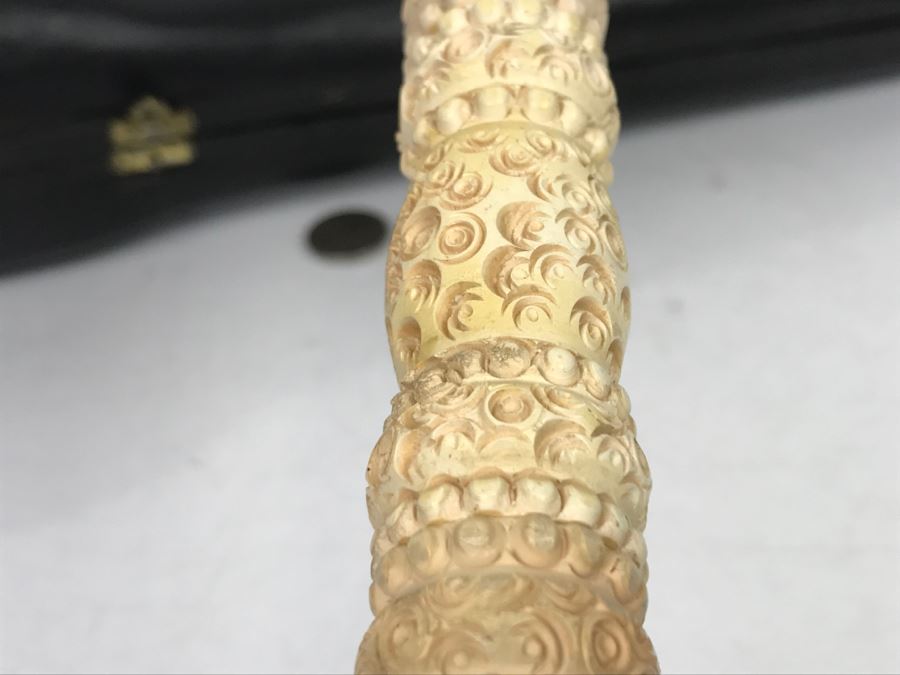 LARGE Old Hand Carved Meerschaum Pipe With Case Carving Of Man's Face [Photo 16]