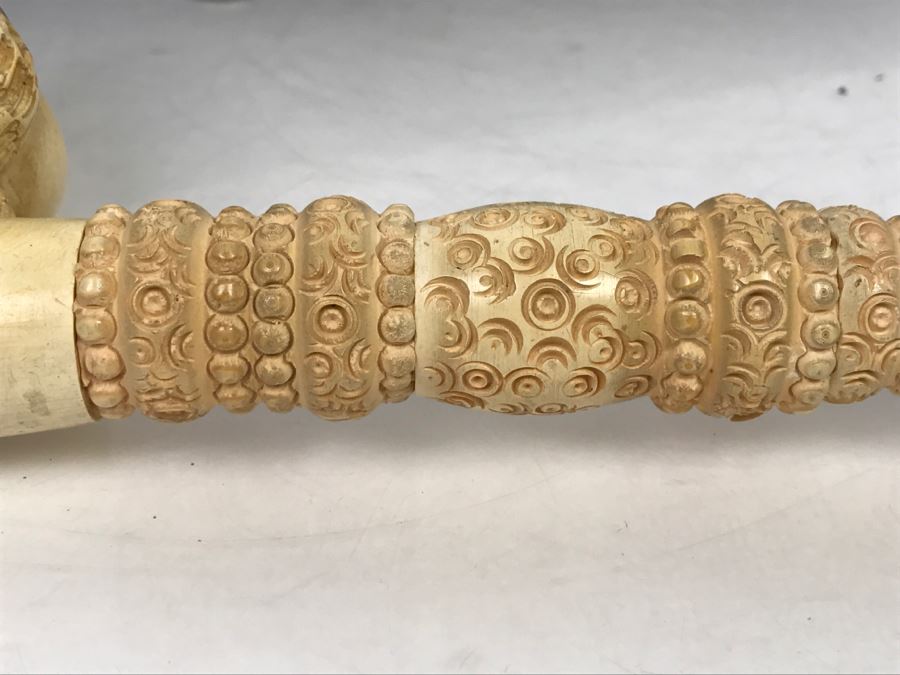 LARGE Old Hand Carved Meerschaum Pipe With Case Carving Of Man's Face [Photo 15]